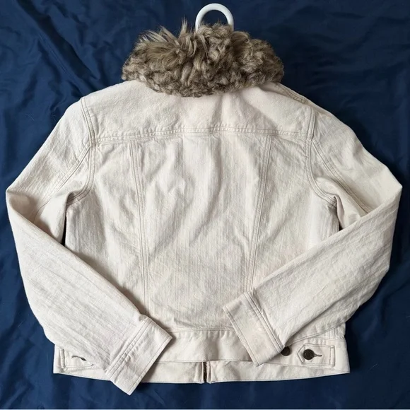 Ralph Lauren Cream Jean Jacket with Faux Fur Collar 100%cotton - Picture 2 of 5